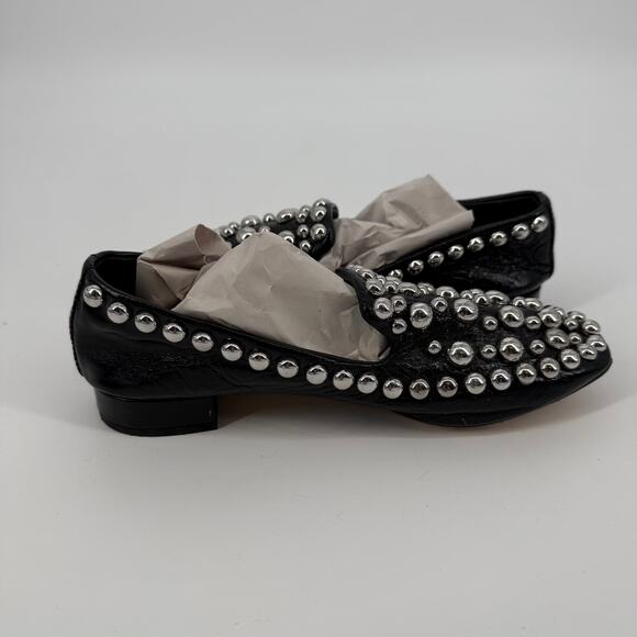 Zara Women's Black Leather Studded Block Heel Loafers Shoes Size 36 - Picture 5 of 9